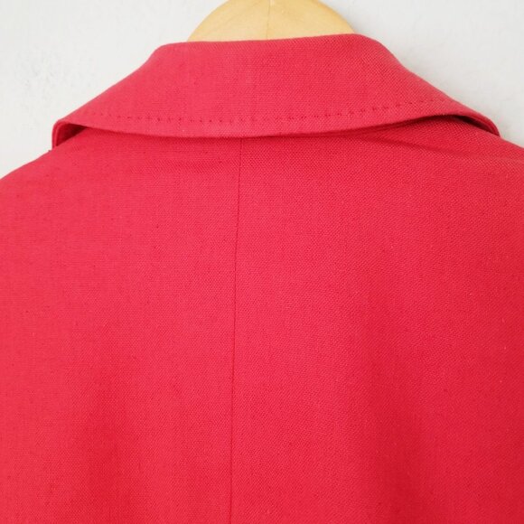 Talbots Cotton Linen Blend Blazer Jacket Women 12P Red Coral Single Button $169 - Picture 9 of 16